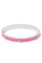 Pegged C Enamel Hinged Bangle Bracelet