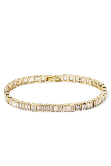 Emerald Cut Baguette Tennis Bracelet, 14k Vermeil on Sterling Silver with Cubic Zirconia