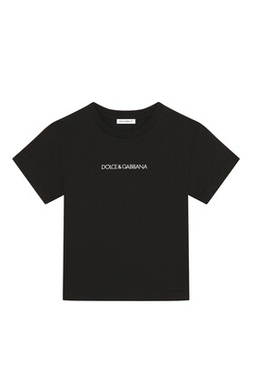 Kids Embroidered Logo Cotton T-Shirt