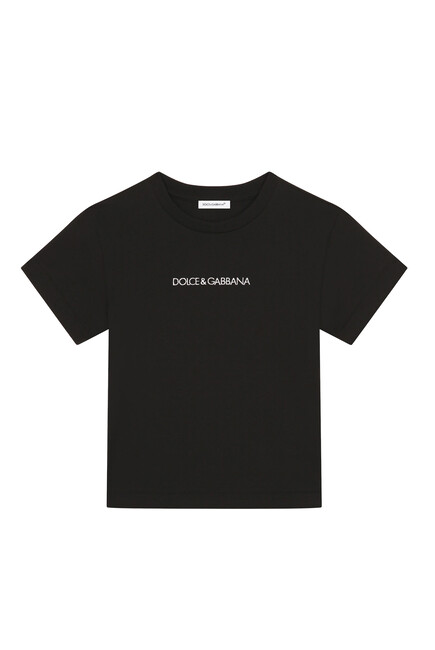Kids Embroidered Logo Cotton T-Shirt