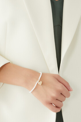 Signature Heart Charm Pearl Bracelet