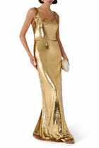 Sequin Scoop Neck Gown