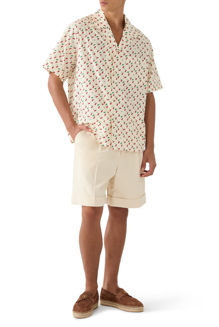 Cotton Canvas Cuffed Bermuda Shorts