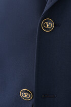Single-Breasted Wool Gabardine Jacket