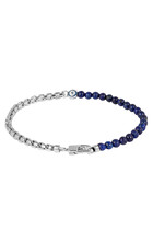 Sennit Box Evil Eye Bracelet Bracelet,Rhodium Plated Sterling Silver & Lapis