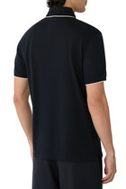 Embossed Logo Collar Piqué Polo Shirt