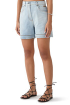 Perforated Denim Shorts