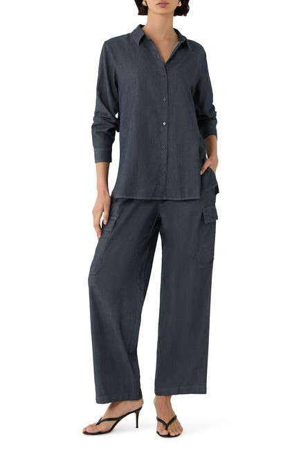 Airy Organic Cotton Twill Classic Collar Shirt 