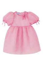 Kids Puff-Sleeve Textured Organza Dress