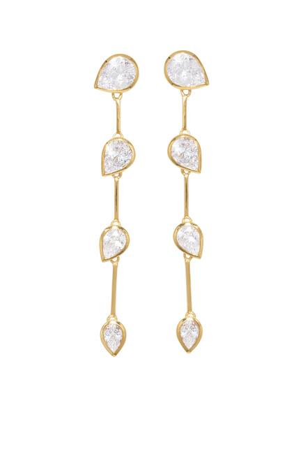 Myriad Earrings,  Recycled Sterling Silver Plated in 18k Yellow Gold Vermeil & Zirconia