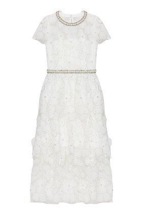 Embellished Tulle Tiered Midi Dress
