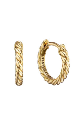 Sculpted Cable Micro Huggie Hoop Earrings, 18k Yellow Gold