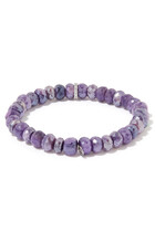 Small Cocktail Eternity Bracelet, 14K White Gold with Purple Moonstone & Diamonds