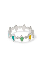 Mosaic Ring, 18k White Gold with Multicolored Enamel & Diamonds