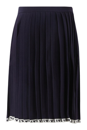 Kids Logo Trim Pleated Knit Skirt