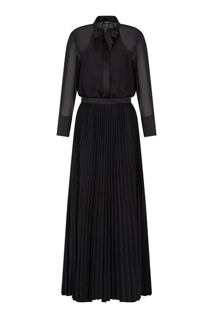 Technical Georgette Two-Piece Effect Long Dress