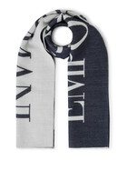 Two-Tone Oversized Logo Wool-Blend Scarf