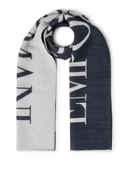 Two-Tone Oversized Logo Wool-Blend Scarf
