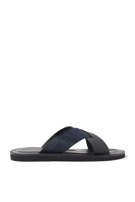 Jacquard Logo Leather Sandals