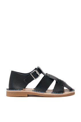 Kids Crossover Strap Leather Sandals