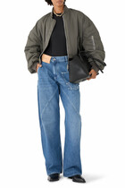 Oversized Curved Hem Bomber Jacket