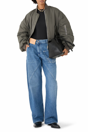 Oversized Curved Hem Bomber Jacket