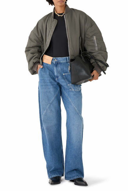 Oversized Curved Hem Bomber Jacket