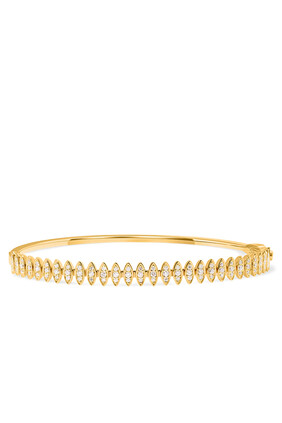 Barq Marquise Small Bangle, 18K Yellow Gold & Diamonds