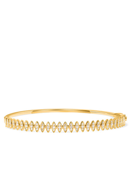 Barq Marquise Small Bangle, 18K Yellow Gold & Diamonds