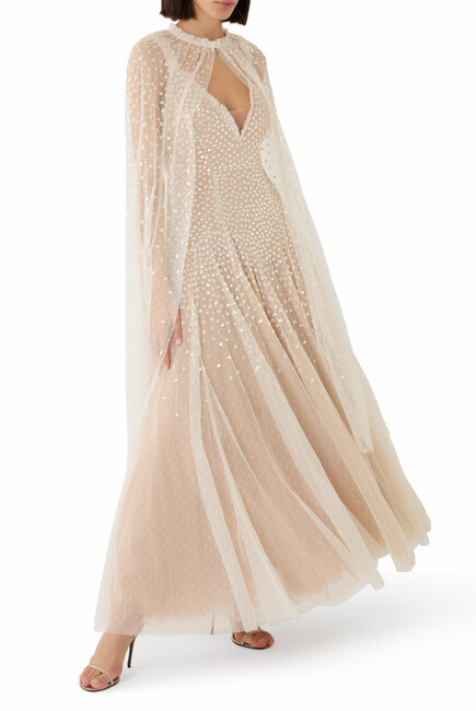 Sequin Cascade Cami Plunge Gown