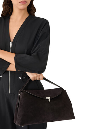 T-Lock Suede Top Handle Bag