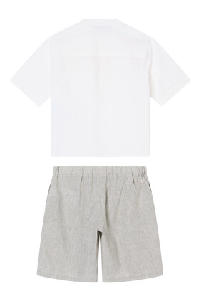 Kids  Linen-Blend Bermuda Shorts and Shirt Set