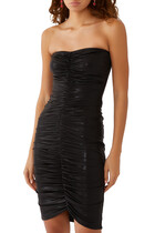 Strapless Shirred Front Dress to Knee