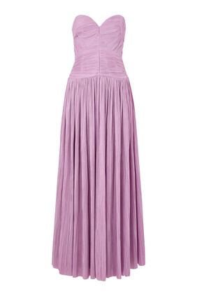 Aubriella Plisse Strapless Gown