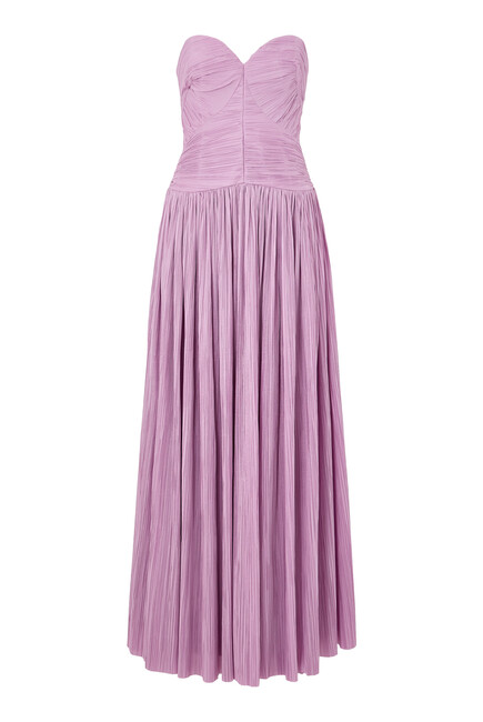 Aubriella Plisse Strapless Gown