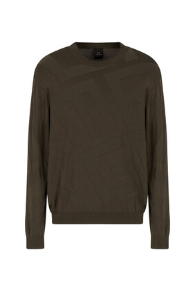 Jacquard Lettering Viscose Blend Sweater