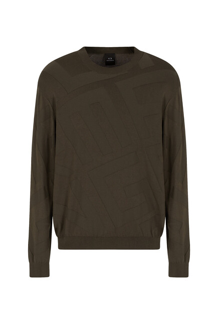 Jacquard Lettering Viscose Blend Sweater