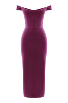 Off Shoulder V Neck Corset Dress in Velvet