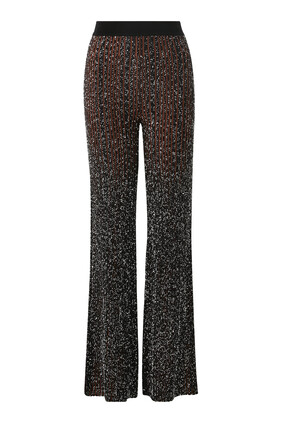 Partialized Knit Sequinned Flared Pants