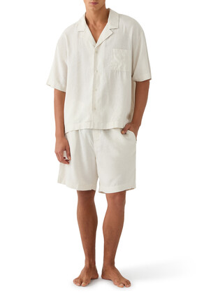 Linen Blend Pajama Shorts