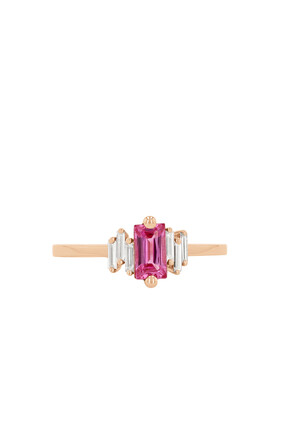  One of a Kind Ring, 18K Rose Gold with Sapphire & Diamonds