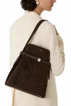 Belted Suede Bucket Bag