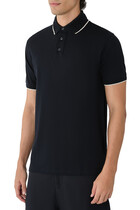 Embossed Logo Collar Piqué Polo Shirt