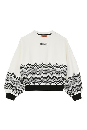 Kids Zigzag & Logo Print Sweatshirt