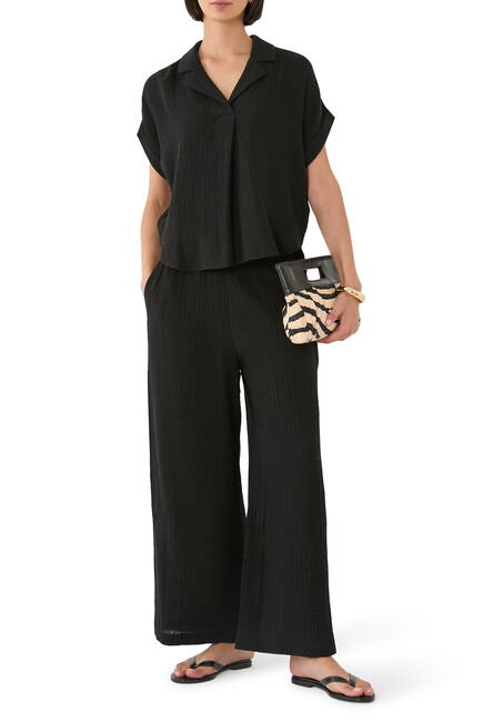 Organic Cotton Lofty Gauze Notch Collar Top