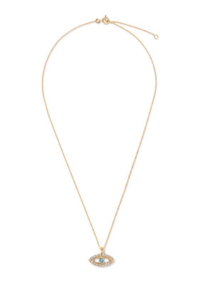 Greek Eye Necklace, 18K Gold Plating & Crystals