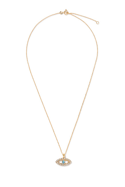 Greek Eye Necklace, 18K Gold Plating & Crystals