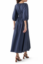 Shirred Plunge Button Dress
