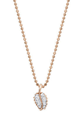 Small Palm Leaf Diamond Necklace, 18k Rose Gold & Diamonds