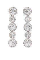 Bezel Drop Earrings, 14K White Gold & Cubic Zirconia